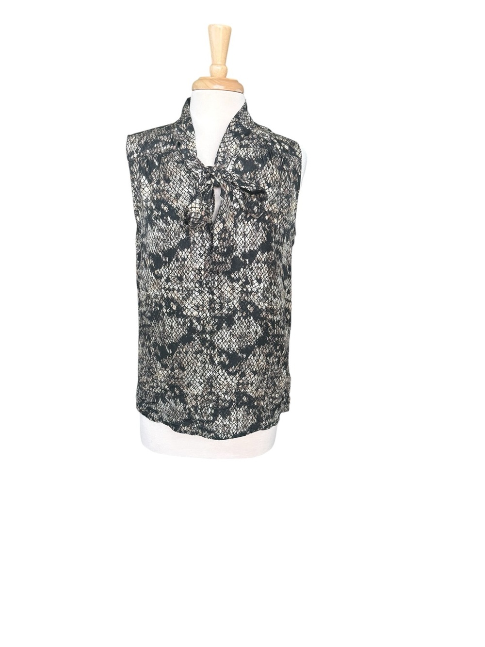 Theory Arilia Snake-Print Lace Silk Top Size Large